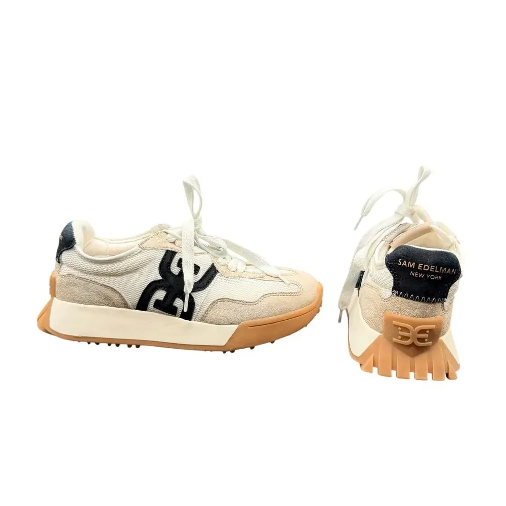 Sam Edelman Sneakers Women Size 6M White Beige Platform Gum Sole Lace Up